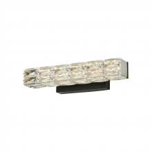  LIT6422BK-CRY-3CCT - 19" 18W, 1200LM 3CCT LED, 3000K,4000K, 5000K Vanity Light with black backplate and crystal